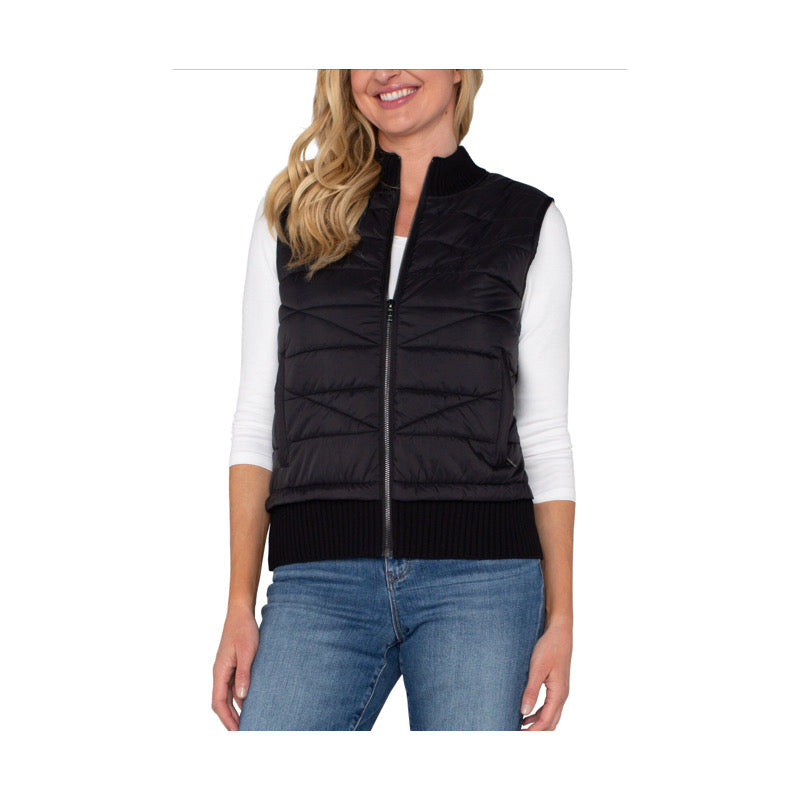 Quilted Full Zip Sweater Vest